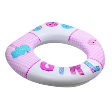Imagem de Assento Redutor Sanitário Infantil Almofadado com Espuma Alta Densidade Para Privada Vaso 29,5 x 28 x 6 cm para Crianças em Fase de Desfralde (Girl)