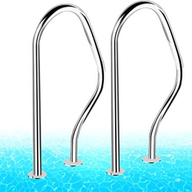 Imagem de KIDYBO Corrimão de piscina à prova de ferrugem com acessórios de montagem completos, corrimão de segurança para piscina, corrimão de entrada de piscina, trilho de aço inoxidável 304