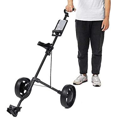 Imagem de Carrinho de golfe 2 rodas Carrinho de golfe dobrável de liga de alumínio com freio, carrinho de golfe de empurrar à mão para viagens ao ar livre