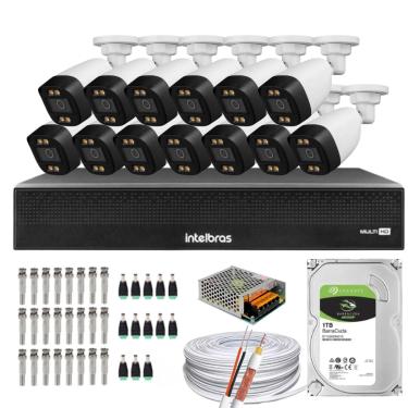 Imagem de Kit 13 Câmeras Segurança full Color Dvr 1016-C Intelbras C/HD 1TB