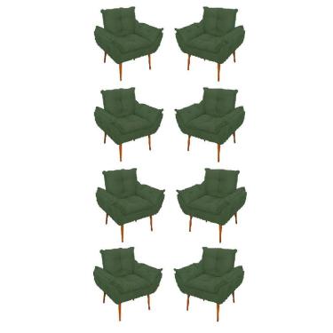 Imagem de Kit 08 Poltronas Opala Decorativas Sala De Estar Suede Cor:verde