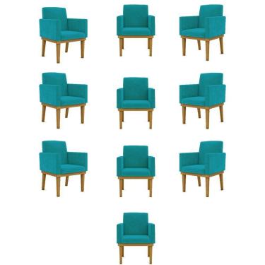 Imagem de Kit 10 Poltronas Decorativa Reforçada Salão Cor:azul-turquesa