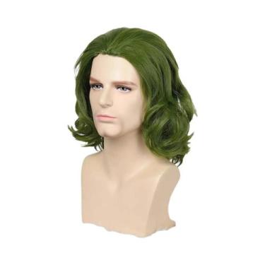 Imagem de Peruca Curta Verde Cacheada Para Homens, Ideal Para Fantasias De Hallo