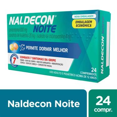 Imagem de Naldecon Noite Paracetamol 800mg + Cloridrato Fenillefrina 20mg + Maleato de Carbinoxamina 4mg 24 comprimidos 24 Comprimidos