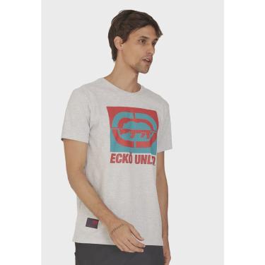Imagem de Camiseta Ecko Unltd Masculina Cinza Mescla Vermelha e Azul