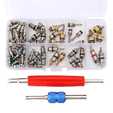 Imagem de Válvulas de núcleo de ar condicionado para carro da Esumic, 102 peças, núcleos de haste de válvula A/C automotiva R12 R134A com ferramenta de remoção para reparo de ar de carro