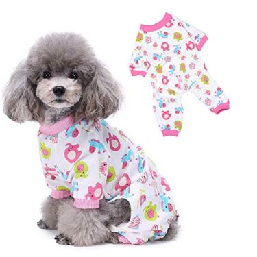 Imagem de Zunea Pijama para cachorro pequeno filhote menina menino pijama de algodão macio macacão macacão fofo cavalo elefante estampado animal de estimação macacão roupas chihuahua roupa com pernas para o