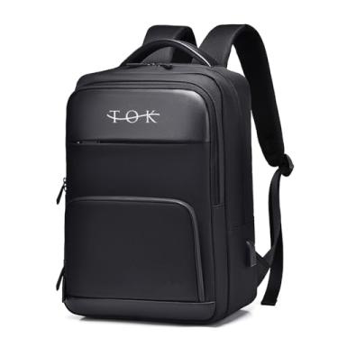 Imagem de TOKSHOP Mochila Executiva Unissex Premium com Detalhes em Couro PU e Entrada USB