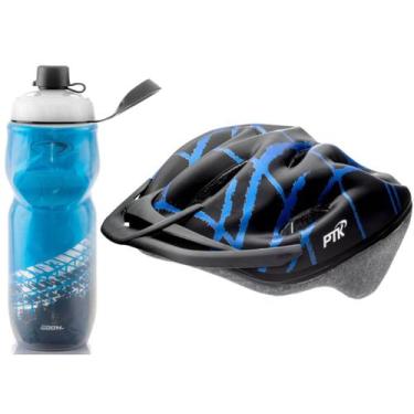 Imagem de Capacete Ciclismo Garrafa Térmica Bike Mtb Speed Esporte Azul - Ptk