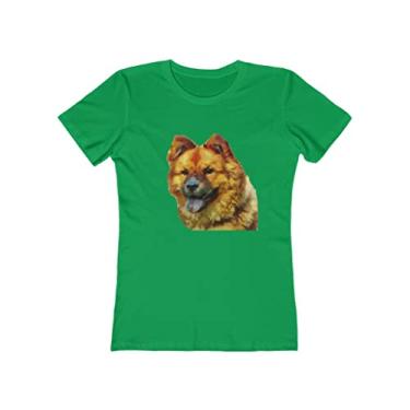 Imagem de Camiseta feminina de algodão torcido Chow 'Chung' da Doggylips, Verde Kelly liso, P