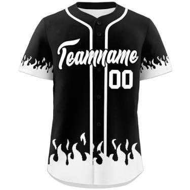 Imagem de Camisa de beisebol personalizada para homens e mulheres camiseta hip hop personalizada costurado/impresso nome número logotipo, Preto e branco - 11, One Size