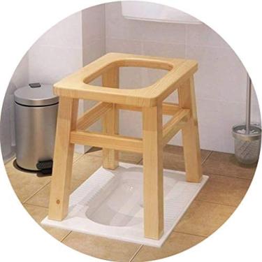 Imagem de Cadeiras Tamborete Casa Banheiro Conveniente Banheiro Banheiro de madeira para idosos com mobilidade limitada Pés antiderrapantes estáveis ​​e seguros, amarelo, 36,5 * 34,5 * 30 cm