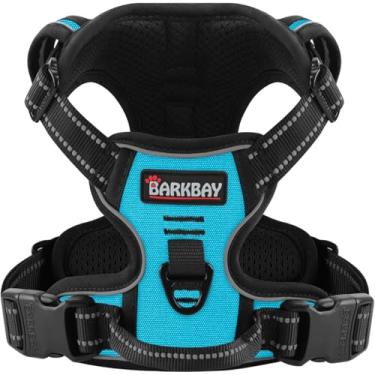Imagem de Arreio para cães Barkbay, sem puxar, grande passo em cinto reflexivo para cães com clipe frontal e alça de controle fácil para caminhada, treino, corridaBARKBAY Small(Chest:17-22") azul