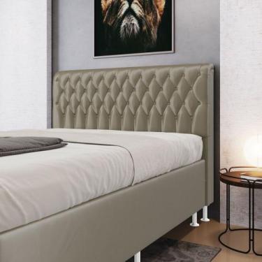 Imagem de Cabeceira Bellatrix 140 N-030 Veludo Bege Aradecor, Bege, CASAL-PADRãO