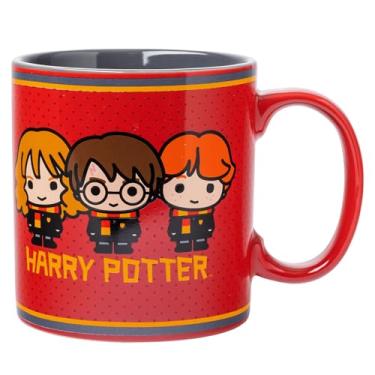 Imagem de Silver Buffalo Caneca de cerâmica Harry Potter Chibi Trio Dots 590 ml, vermelha