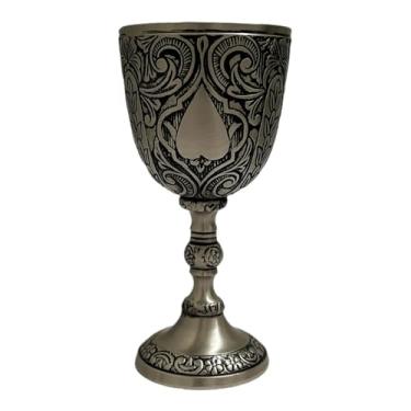 Imagem de Morcomart Cálice elegante de cálice de vinho de latão - Copo de beber feito à mão em estilo vintage para vinho, hidromel, e bebidas - Capacidade de 227 g