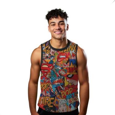 Imagem de Camiseta Algodão Regata Verão Estilo Moda Praia Pop Art Cartoon Quadri