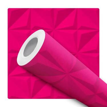 Imagem de Papel De Parede Vinílico Efeito Visual Gesso 3D Rosa Choque Quarto 12m