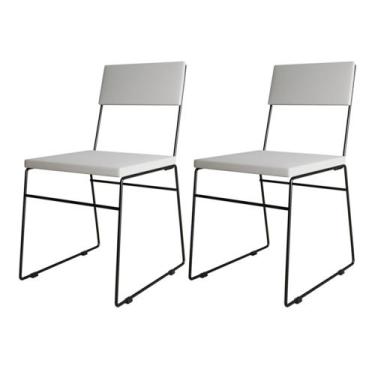 Imagem de Kit 2 Cadeiras de Jantar Málaga Assento material sintético Branco Base