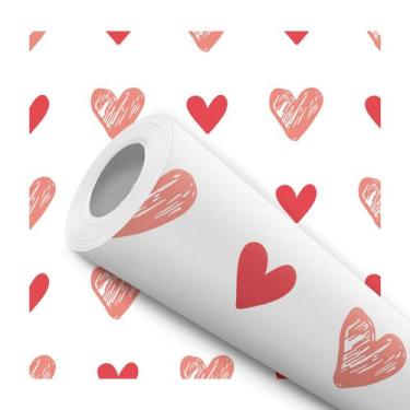 Imagem de Papel De Parede Adesivo Coração Vermelho Teen Sala Quarto 5m - Signmaq