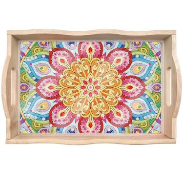 Imagem de DIY Diamond Art Tray with Handle 5D Diamond Art Painting Plate Creative Design Handmade Wooden Tray 13.8x9.6 Inches (J9)