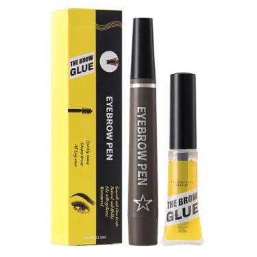 Imagem de Lápis de sobrancelha para mulheres, de sobrancelha microblading,Lápis de sobrancelhas à prova d'água de longa duração - líquida de maquiagem de sobrancelha com garfo de 4 pontas com gel de sobrancelha