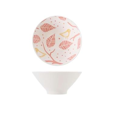 Imagem de 2 peças - Louça de cerâmica em estilo japonês em relevo, tigela de comer em forma de chapéu, tigela de arroz doméstica - tigela de chapéu 5,5 - pega branca