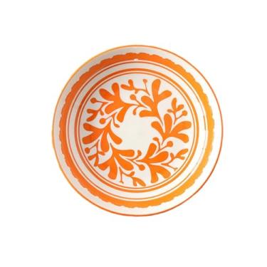 Imagem de Utensílios de mesa domésticos minimalistas de 17,8 cm, prato redondo de bolo de doces para lanche - 7 pratos de arroz - laranja Yis