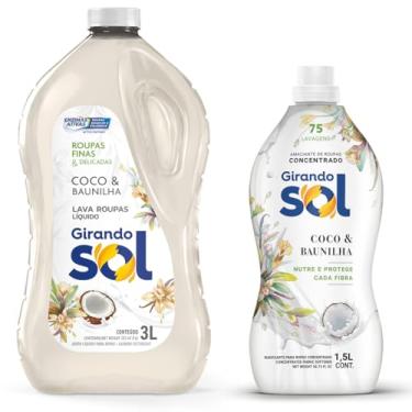Imagem de Girando Sol Kit Lava Roupas Líquido e Amaciante Concentrado, Coco e Baunilha, 3L + 1,5L