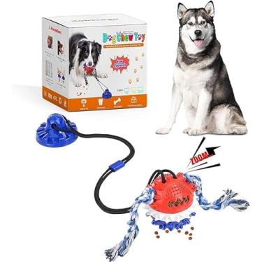 Imagem de bobosogo Brinquedo de cachorro com ventosa para mastigadores agressivos, brinquedo interativo de cabo de guerra com bola de corda de cachorro, brinquedo de puxão de cachorrinho, brinquedos d