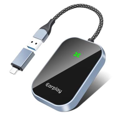 Imagem de XINTUO Adaptador CarPlay sem fio, converte com fio para dongle CarPlay, adaptador USB Plug & Play para carros, adaptador de controle sem costura para iOS 10+ (preto)