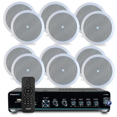 Imagem de Kit Som Ambiente Teto Gesso Embutir 12 Arandelas Jbl + Amplificador Bl