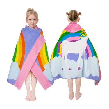 Imagem de Toalhas com capuz para crianças - banheiro infantil, praia, toalha de natação, 3-10 anos menino menina praia poncho com capuz 100% algodão 76 x 127 cm tamanho grande macio grosso, bonito e absorvente