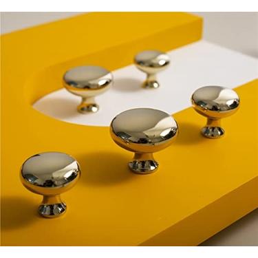 Imagem de Puxador oval de latão dourado puxadores de armário de cozinha puxadores simples para gavetas móveis ferragens 1 peça (ouro)