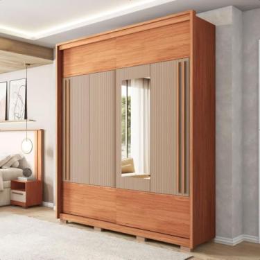 Imagem de Guarda Roupa Roma 2 Portas Espelho 3 Gavetas Marrom Caemmun