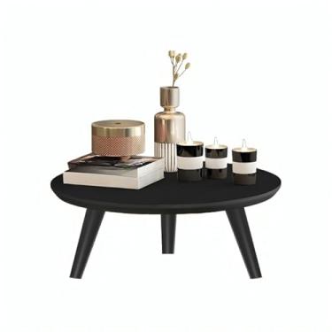Imagem de Mesa De Centro 45cm Redonda Com Pés Palito Retro Decoração Sala De Estar(Preto/Preto)