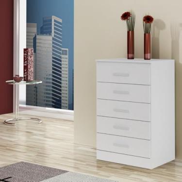 Imagem de Cômoda Organizadora Grande 5 Gavetas Quarto Casal Branco