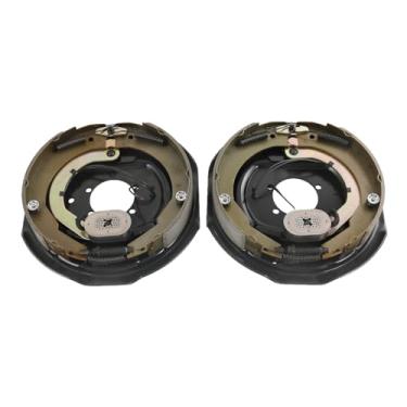 Imagem de JDMSPEED Substituição do conjunto de freio de reboque elétrico de 30,5 cm x 5 cm para a maioria dos eixos de reboque de 5200 a 3175 kg, pares de freios elétricos e hidráulicos esquerdo e direito substituem freios de reboque 023-180-00 023-181-00