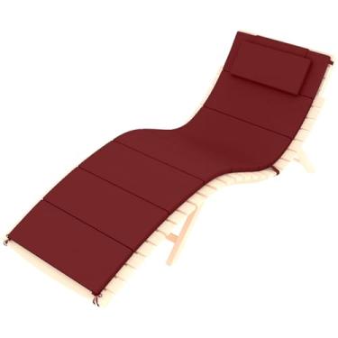 Imagem de Almofada para espreguiçadeira ao ar livre, almofada dobrável para cadeira de descanso com encosto de cabeça, resistente ao clima e ao desbotamento, almofada de substituição para móveis de pátio