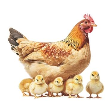 Imagem de Wswqop Adesivo de parede de galinha, decoração de parede, galinha, mãe, galinha e pintinhos, papel de parede de PVC para casa