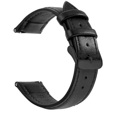 Imagem de Pulseiras de relógio finas, pulseira de couro de liberação rápida de 18 mm, 20 mm, 22 mm para homens e mulheres para Samsung Galaxy Watch, Garmin Huawei Watch (Preto e Black, 20 mm)