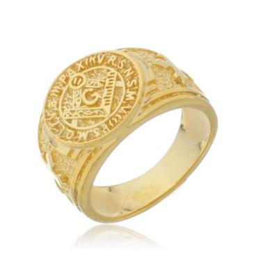 Imagem de Anel Maçonaria Ouro Amarelo 18 Kl Modelo 02 - Juniorjoiaspiracicaba, 3