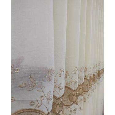 Imagem de Cortina Voal Linho Luxo Sem Forro Bordado Gripir 4,00x2,60 - Salvatex 