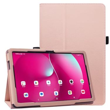 Imagem de DMLuna Capa para T-Mobile Revvl Tab 2 25.7 cm (modelo: 9185W, versão 2025), capa de couro PU premium com suporte (não serve para REVVL TAB 5G 26.3 cm 2023), rosa