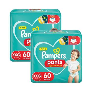 Imagem de Kit 2 Fralda Pampers Pants Ajuste Total Tamanho XXG com 60 Unidades