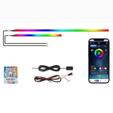 Imagem de Nova versão Dreamcolor Luzes interiores de acrílico para carro 2 em 1 RGB LED com sistema de controle por zona de controle de aplicativo, 252 modos de cor, kits de iluminação ambiente de fibra óptica