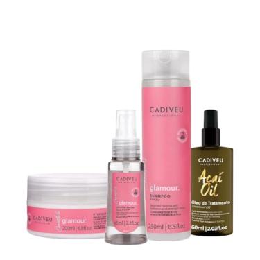 Imagem de Kit Cadiveu Professional Essentials Glamour Shampoo Máscara Sérum e Açaí Oil 60 (4 produtos)