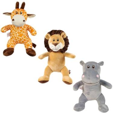 Imagem de Trio De Pelúcias Safari 30cm Animais Dia Das Crianças Natal Bebê Baby Presente Festa Antialérgico Kwaii Festa Brinquedo Menina Menino Tematico Pré Definido Escolha O Seu! (GirafaLeaoHipopotamo)