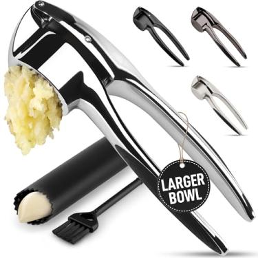 Imagem de Espremedor de alho premium ZK – Descascador e pincel de silicone – Grande – Cromado