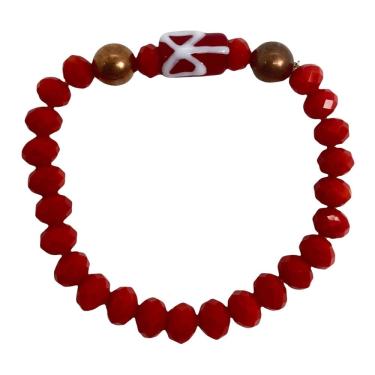 Imagem de Pulseira Xangô Firma Vermelho Cristal e Silicone 30g